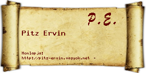 Pitz Ervin névjegykártya